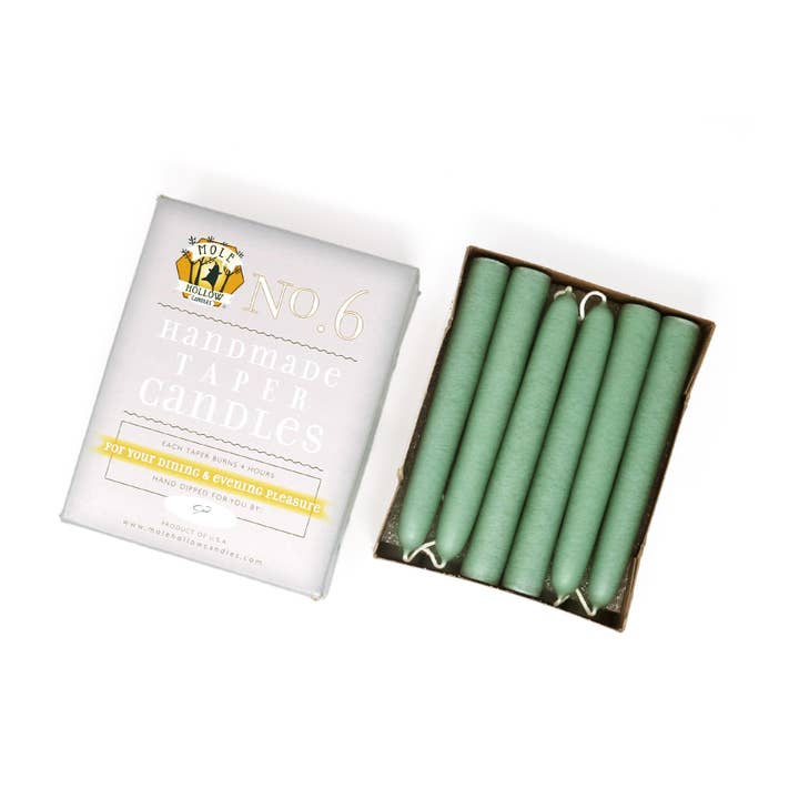Mole Hollow Candles - Wholesale Tapered Candle/Candlestick - 6" Hand Dipped Unscented Taper Candles - 39 Colors USA Made22