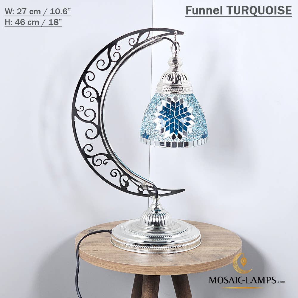 Mosaic Lamps - Vendita all'ingrosso Lampada da scrivania/d'accento - Lampada da scrivania Turkish Moon in argento, luci ad arco marocchine, Murano C26