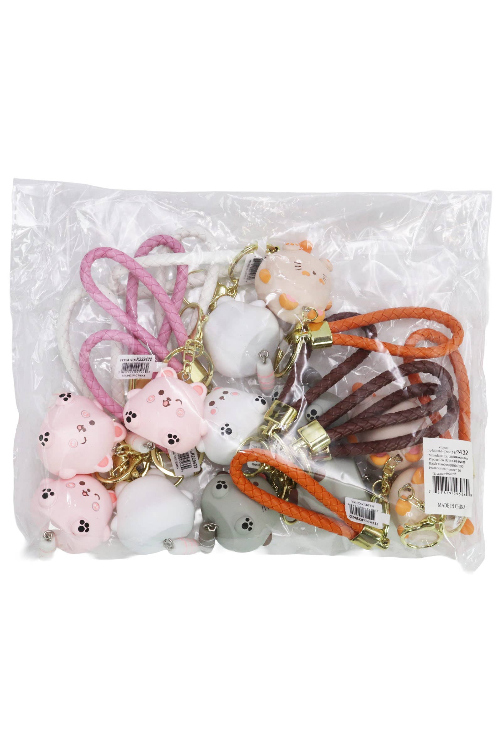 Assorted Chubby Kitty Cat Matte 3d Resin Key Ring for wholesale on Faire2