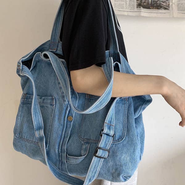 Casual Denim Split-Joint Solid Color Bags Accessories for wholesale by Plush Looks
