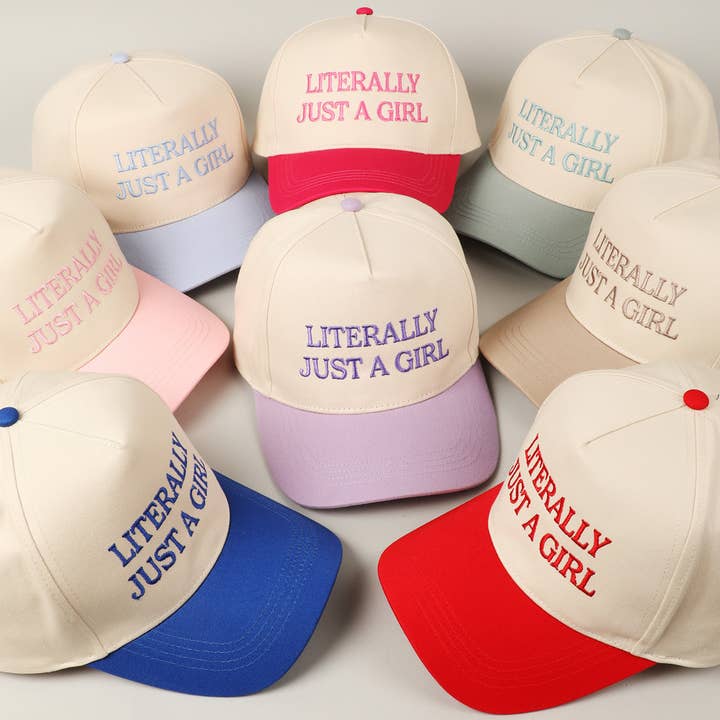 Fashion City - Wholesale Baseball Cap - Unisex - Literally Just A Girl Embroidery Two Tone Trucker Hat
