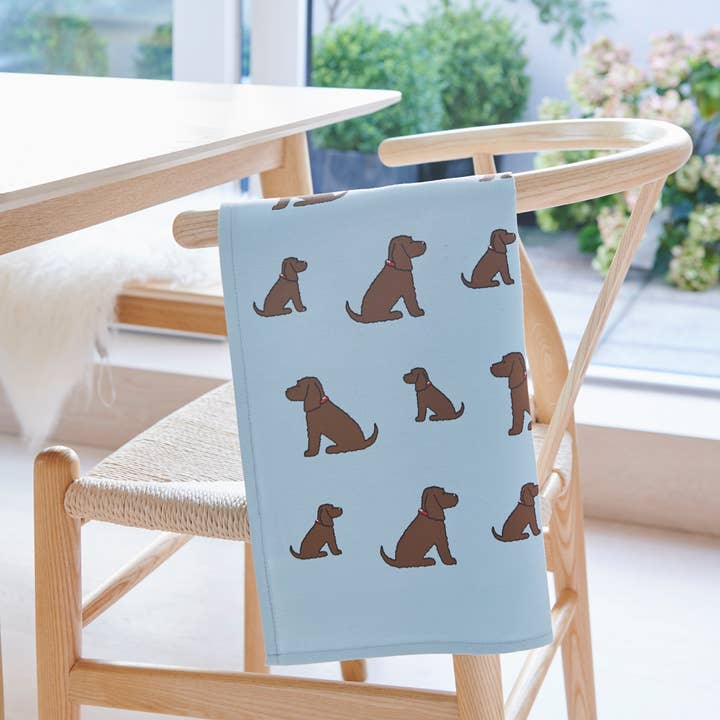 Organic Tea Towel - Cocker Spaniel (Chocolate) for wholesale by Sweet William Designs