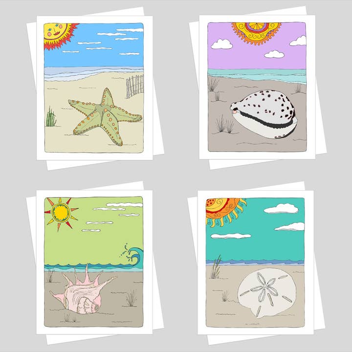 Sea Shells Card Set for wholesale by Stick With Mary
