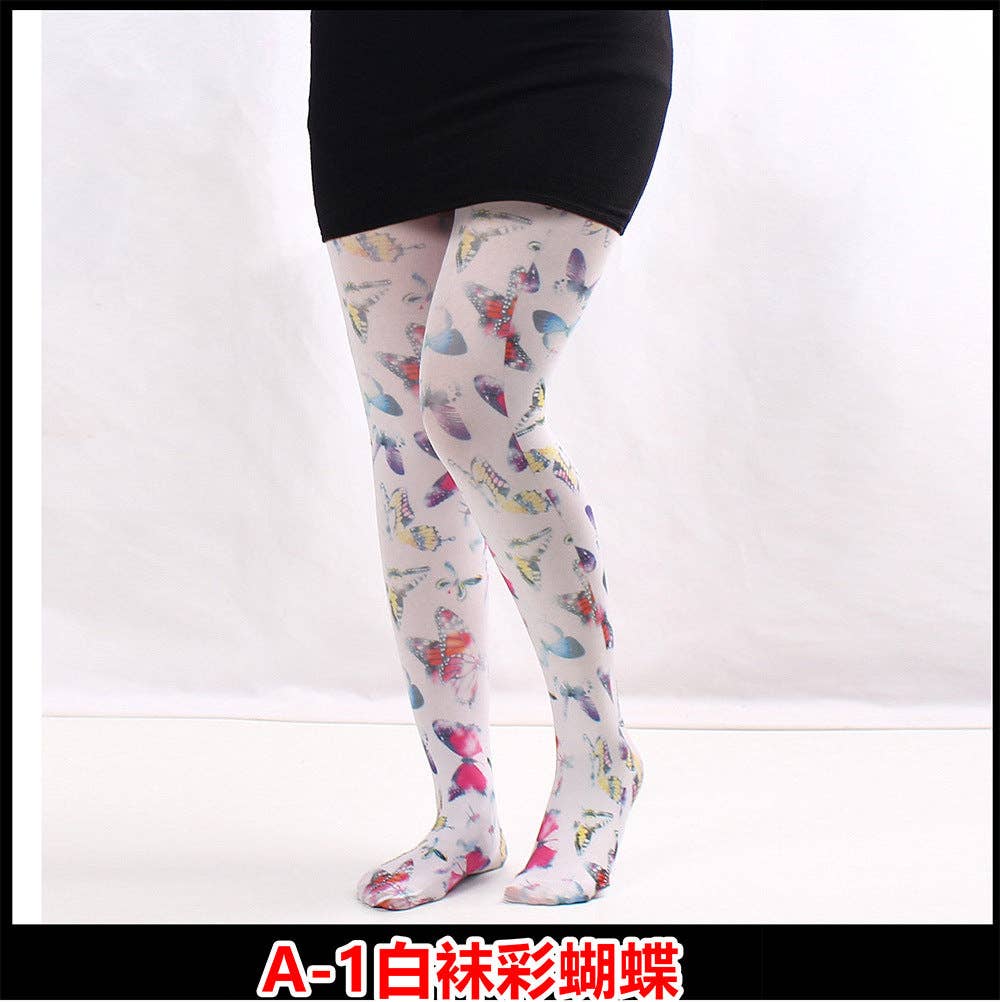SALINA TRADING INC - Wholesale Tights - Women's - Printed Tights Abstract Butterfly Floral Nylon Casual Leggings17