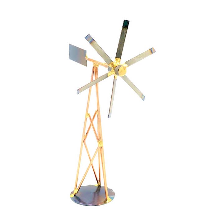 Decorazione da scrivania mulino a vento in acciaio brasato a mano per la vendita all'ingrosso da parte di Rock Creek Metal Craft