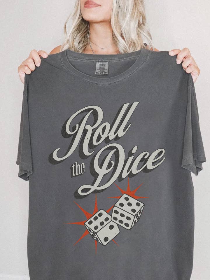 Roll the Dice Edgy Lucky Graphic Tee for wholesale by Lucy + Company