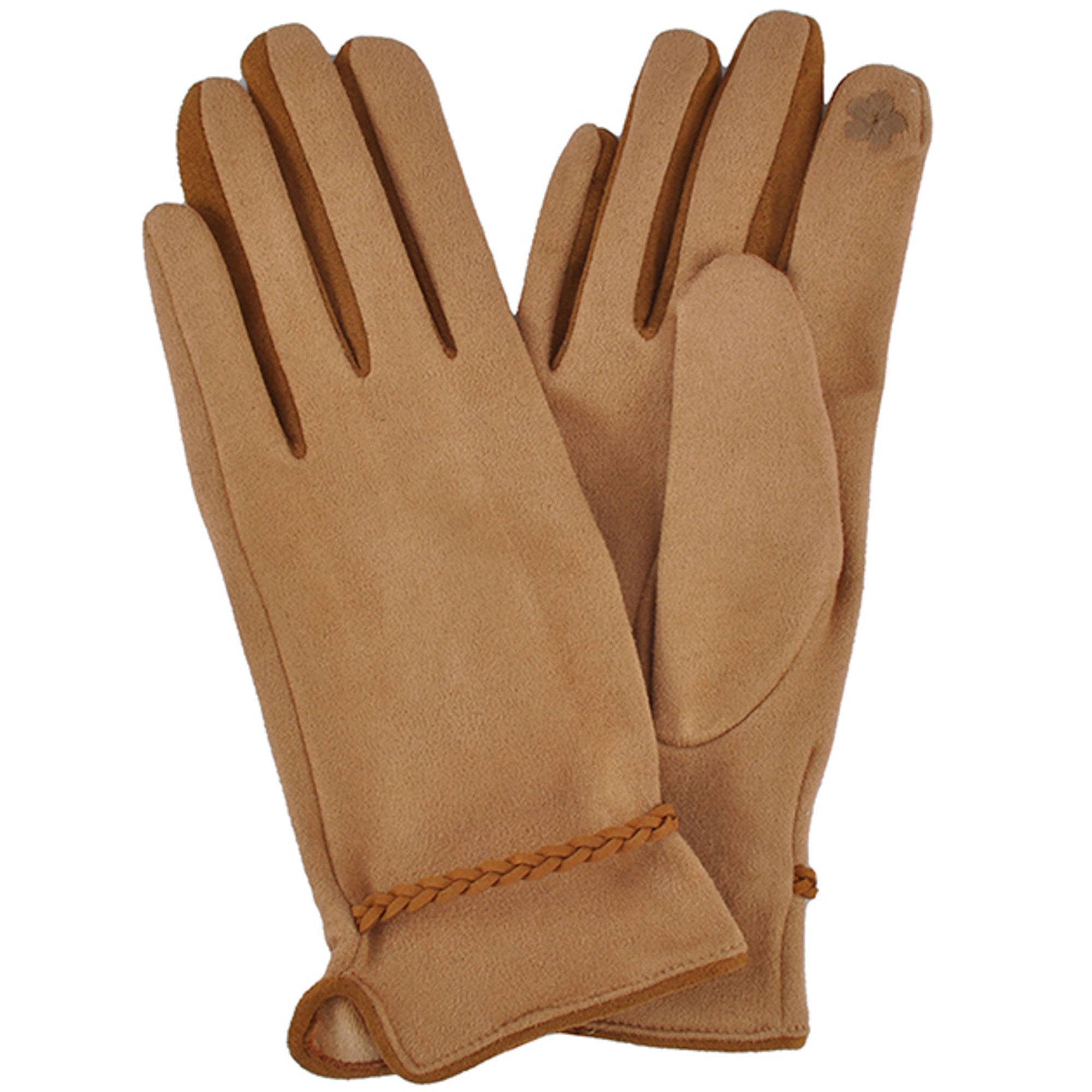 anbfashion - Wholesale Gloves - Women's - BRAIDED BAND SUEDE SMART GLOVES MG-00661