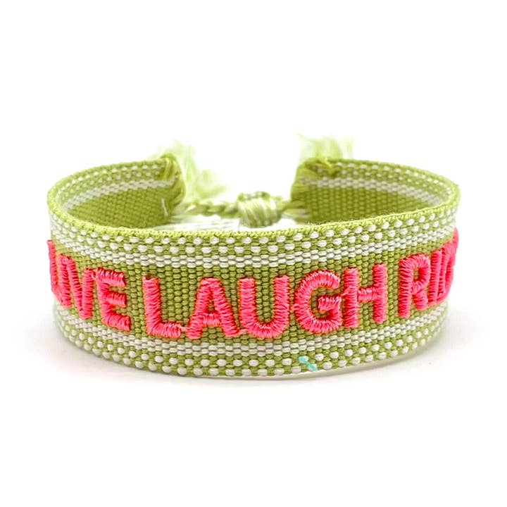LIVE LAUGH RIDE Statement Armbånd vævet, broderet for engroshandel hos Parsley & Pepper