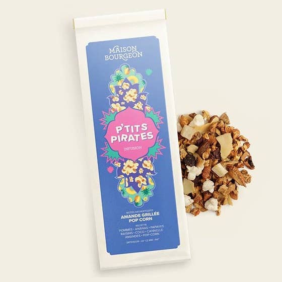 Children's infusion: roasted almond, “P'tits Pirates” popcorn for wholesale by Maison Bourgeon