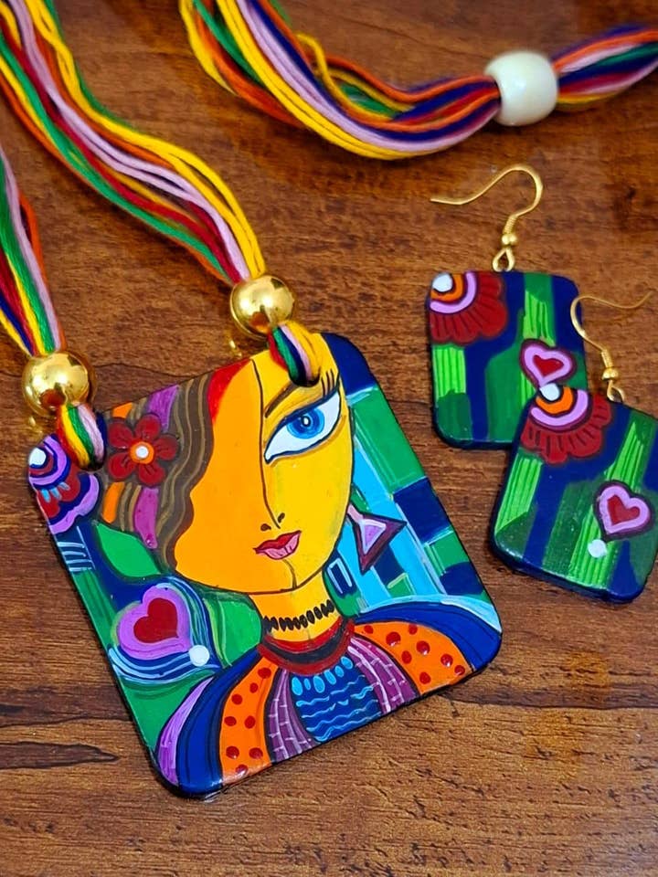 Valentijns Hart Sieradenset | Klei Ketting en Oorbellen voor wholesale door House of Kraft