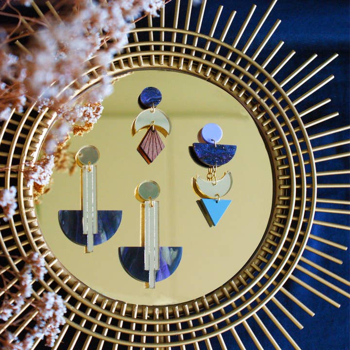 All Things We Like - Wholesale Dangle Earrings - Recycled plastic ArtDeco earrings dark2