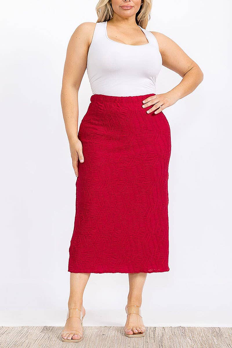 ROUSSEAU – Engroshandel Nederdel - Dame – MAKSINEDERDEL MED ELASTISK TALJE OG RYNKEDETALJER2