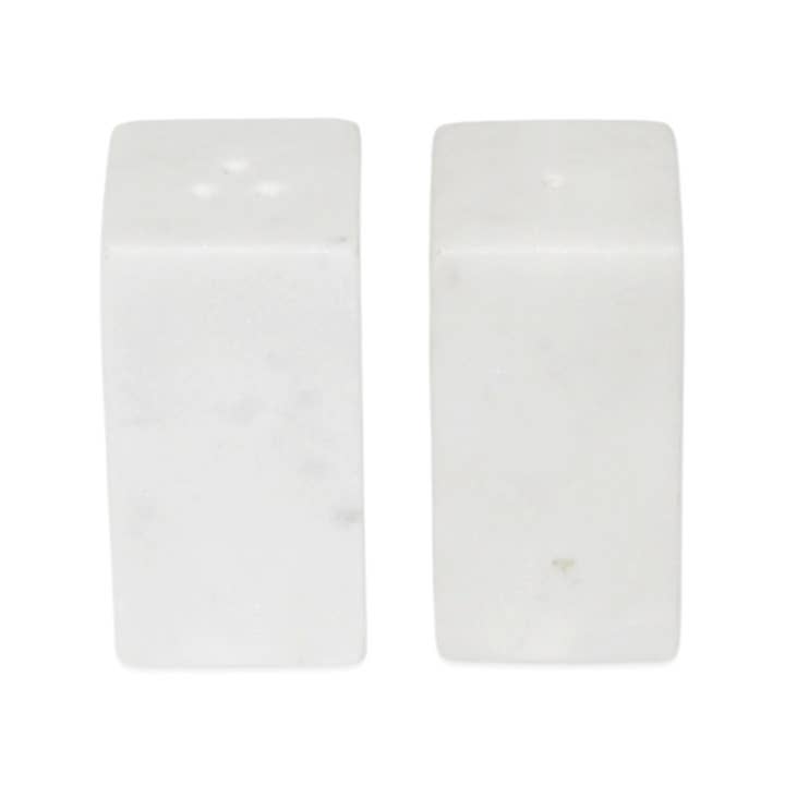 BIDKhome - Wholesale Salt & Pepper Shaker Set - Set of 2 White Marble Square Salt & Pepper Shakers