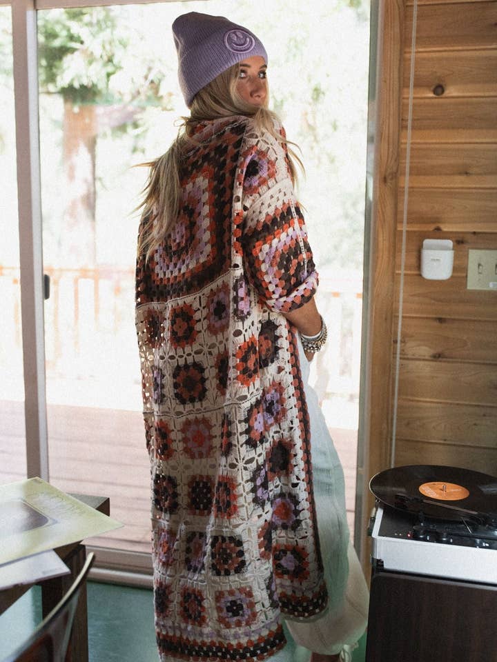 Three Bird Nest - Wholesale Cardigan - Women's - Soulful Wanderer Crochet Duster - Brown Multi4