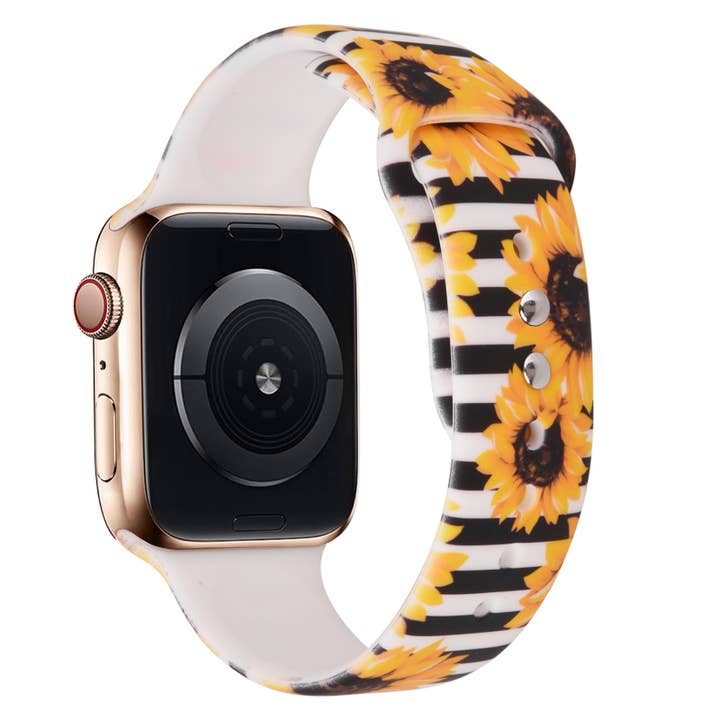 ShopTrendsNow - Wholesale Watch Band/Strap - Women's - Printed Apple Watch Silicone Band Flowers Pineapple Turtles10