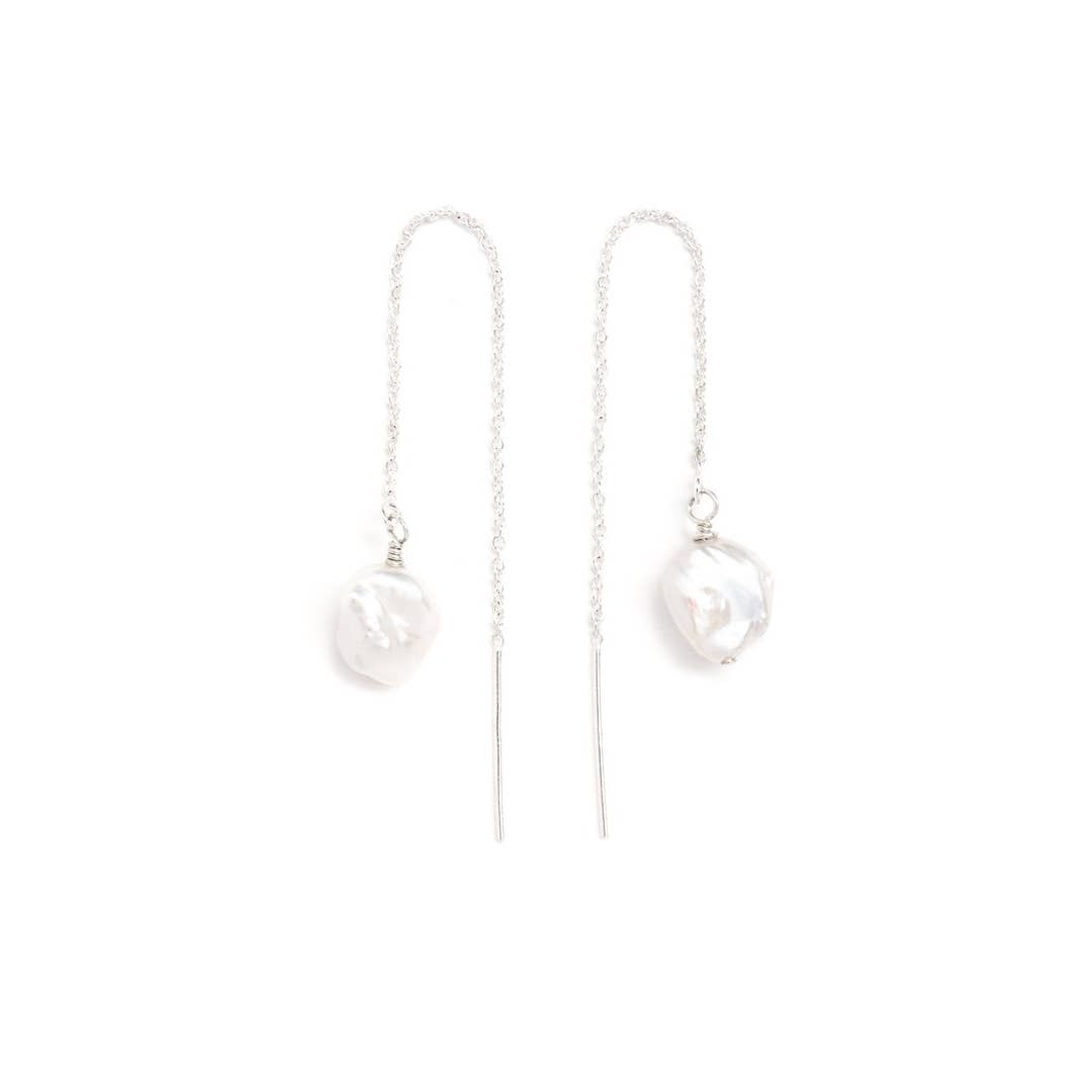 Cat Luck Raw Pearl Ear Threads for wholesale by Collarbone Jewelry