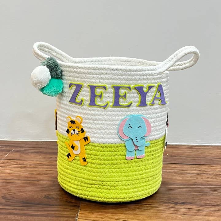 Ash and Vi - Wholesale Basket – Kids & baby - Jute Cotton Storage Basket - Animal Kingdom2