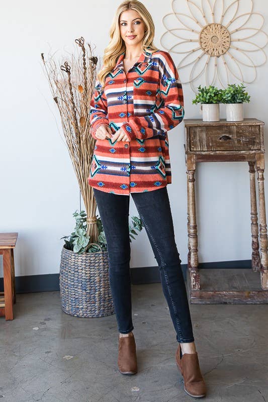 RUGGINA/MULTI GIACCA AZTECA MULTICOLORE CON MANICHE A SBUFFO EJ6712-10 in vendita all'ingrosso su Faire1