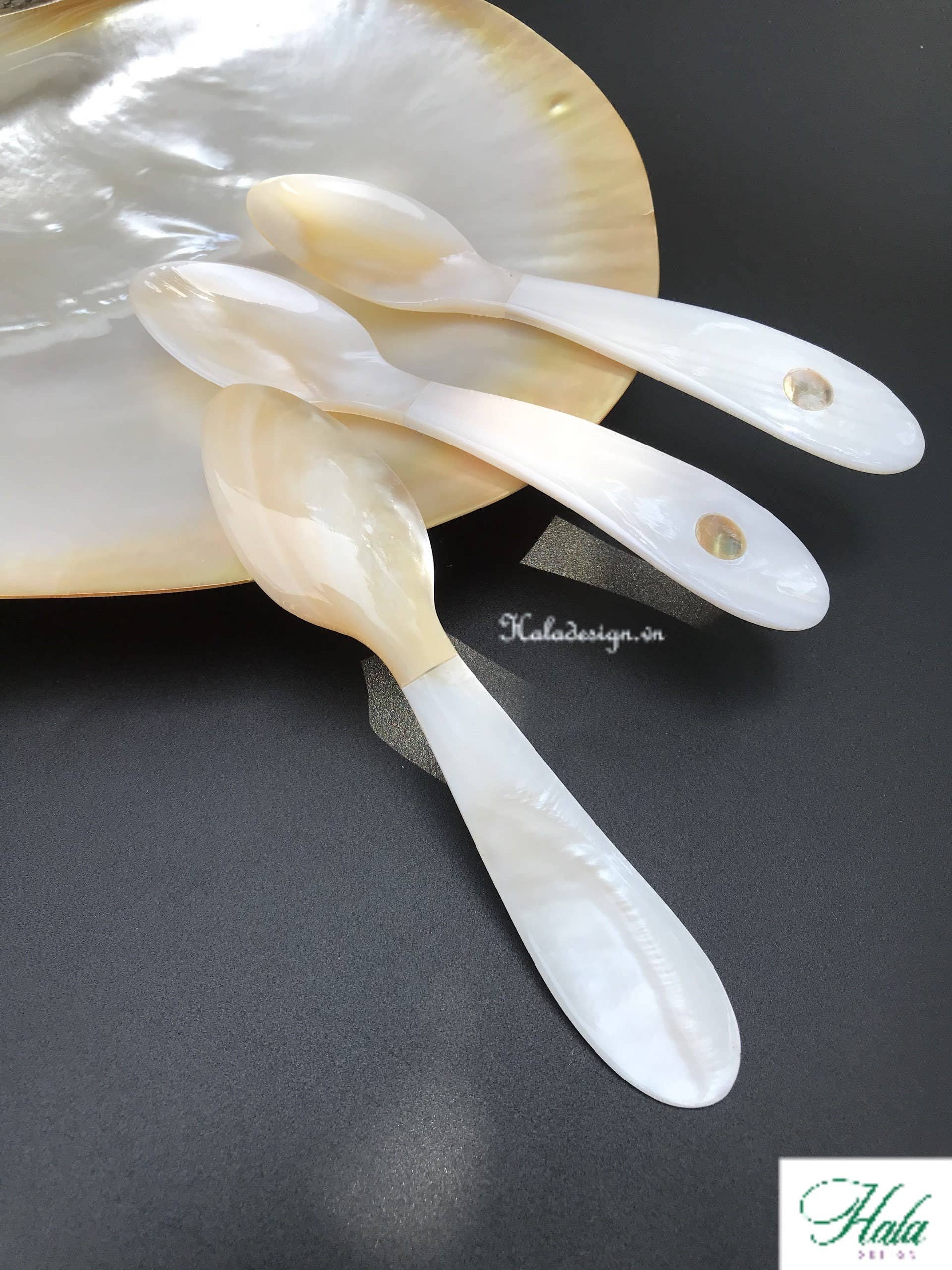 Hala Design - Wholesale Table Spoon (Cutlery) - Mother of Pearl and Golden Oyster Caviar with Abalone Spoon0