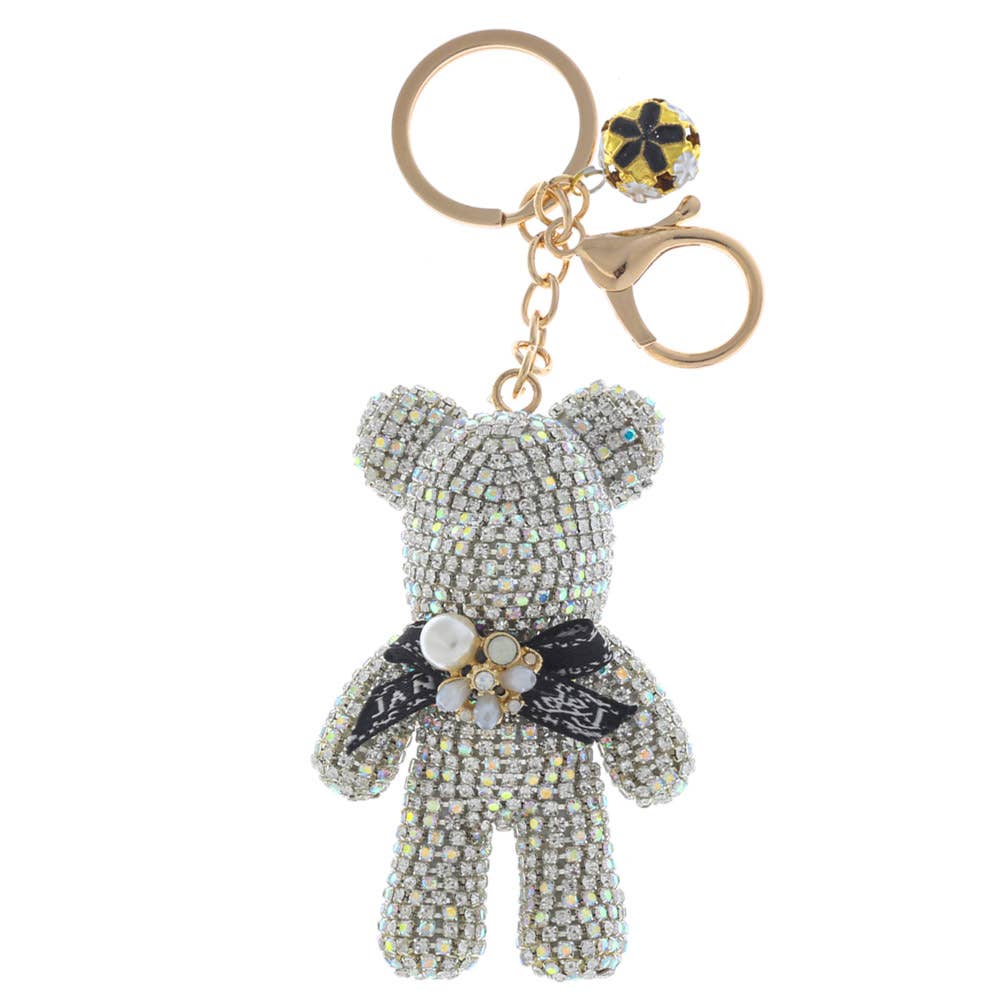 JOIA ACCESSORIES - Wholesale Keychain - Women's - RHINESTONE BEAR BAG CHARM KEYCHAIN, LVKL 1352