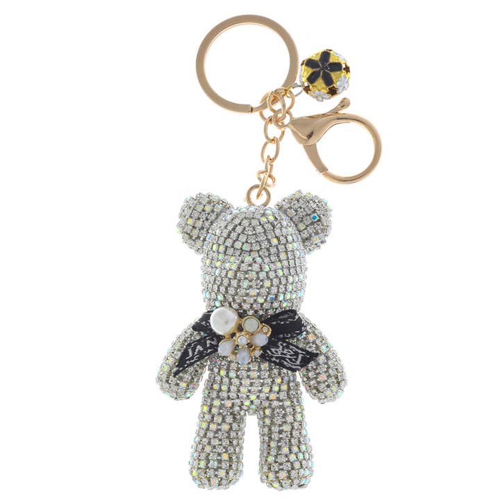 JOIA ACCESSORIES - Wholesale Keychain - Women's - RHINESTONE BEAR BAG CHARM KEYCHAIN, LVKL 1352