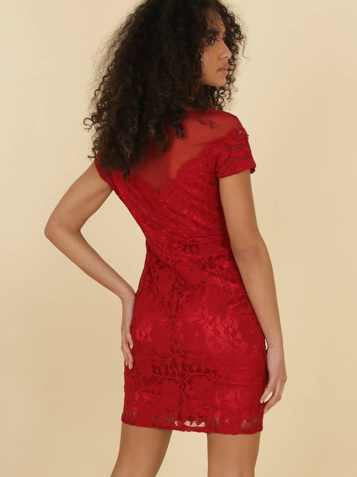 Lautinel - Wholesale Dress - Women's - Fitted lace short cocktail dress R81532
