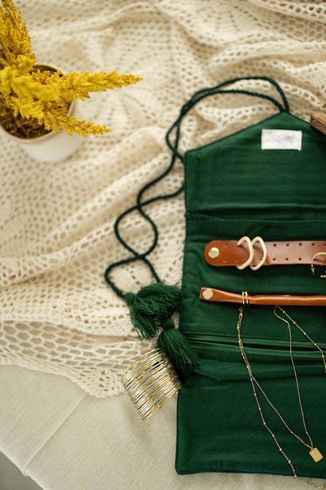 Mercy House Global - Wholesale Jewelry Box/Organizer - Emerald Velvet Jewelry Roll1