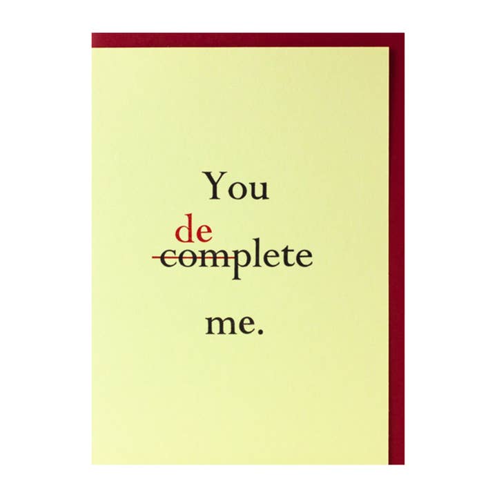 You (De) plete Me Card — Biglietto di auguri con stampa tipografica Salty Love per la vendita all'ingrosso da parte di Bruno Press