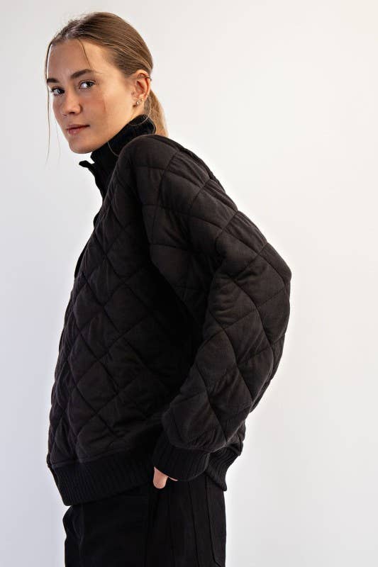 Sunday Morning - Venta al por mayor Sudadera - Mujer - T350037-Pulóver Acolchado de Manga Larga con Broches3