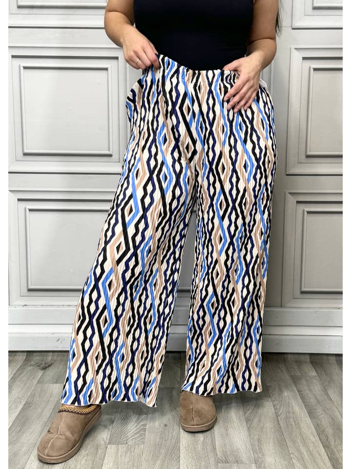 Lucy Sparks - Wholesale Pants - Women's - Multi Print Super Stretchy Pleated PantsÂ