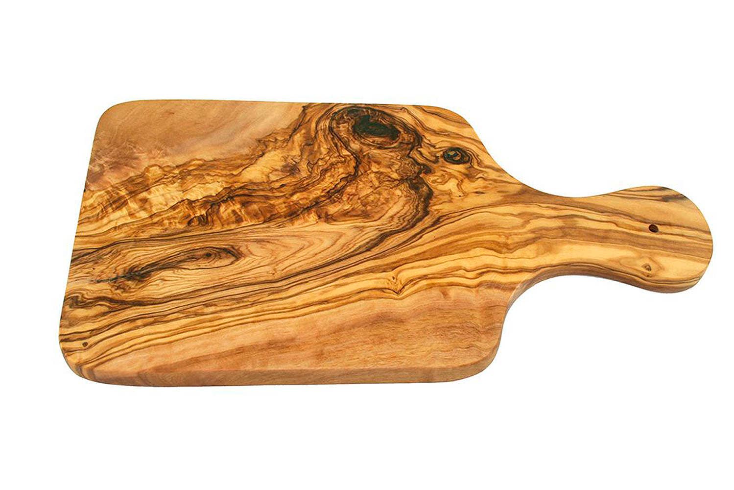 olivenholz-erleben - Venta al por mayor Tablas de cortar - Tabla para desayuno de 30 cm con asa de madera de oliva4