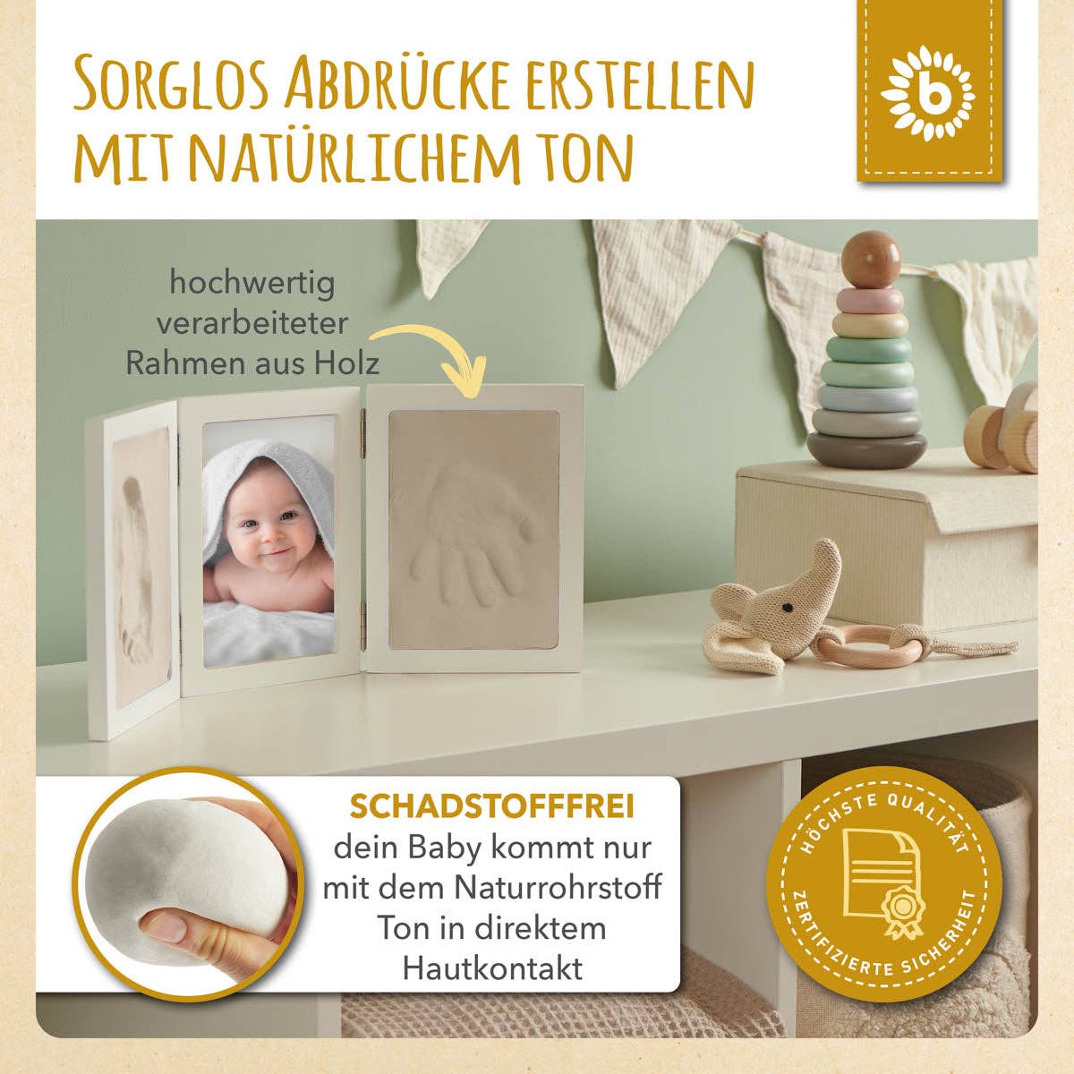 Bieco Spielwaren – wholesale Hand & footprint kit – Child & baby – Imprint set with picture frame5