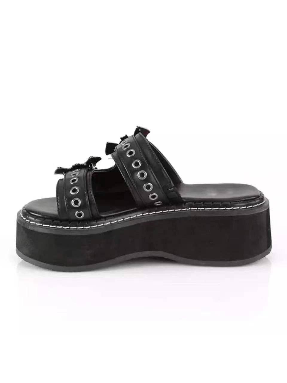 Black Bat Round Toe Platform Slippers for wholesale on Faire0