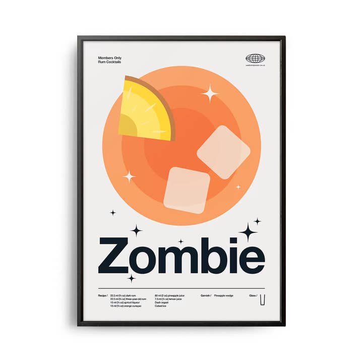 Mid-Century Modern Zombie Cocktail Poster for wholesale by Weekend Concept