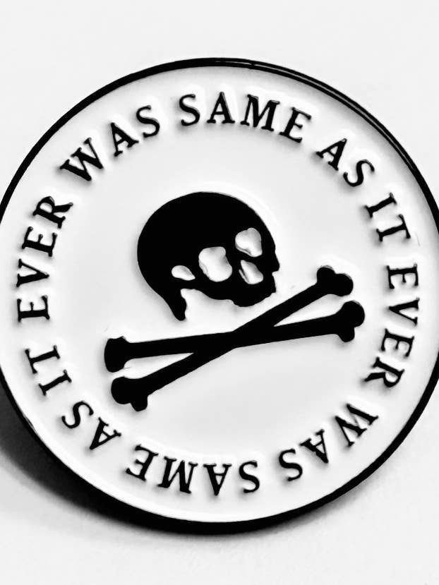 Enamel Pin, Talking Heads, Rock Inspired Music Lyric Pin for wholesale by Carrie Anne Hudson Art