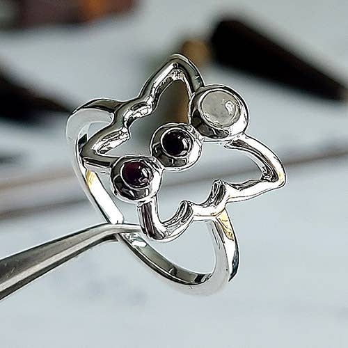 Crystal Earth Sterling - Wholesale Cocktail/Statement Ring - Natures Butterfly Sterling Ring  - Rainbow Mn & Garnet4