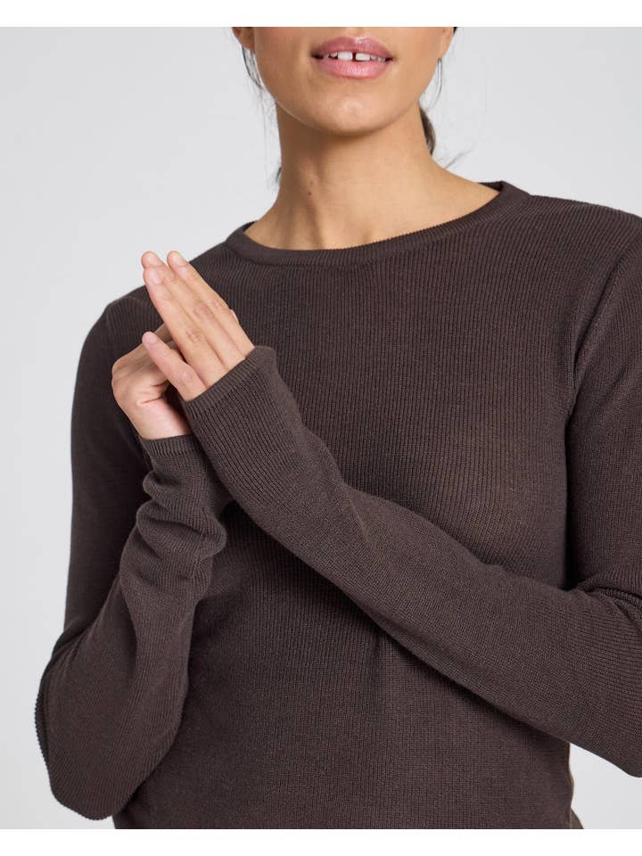 gai-lisva - Venta al por mayor Jersey corto de punto - Mujer - Freja L/S Top de Algodón Acanalado GOTS - Mulch3