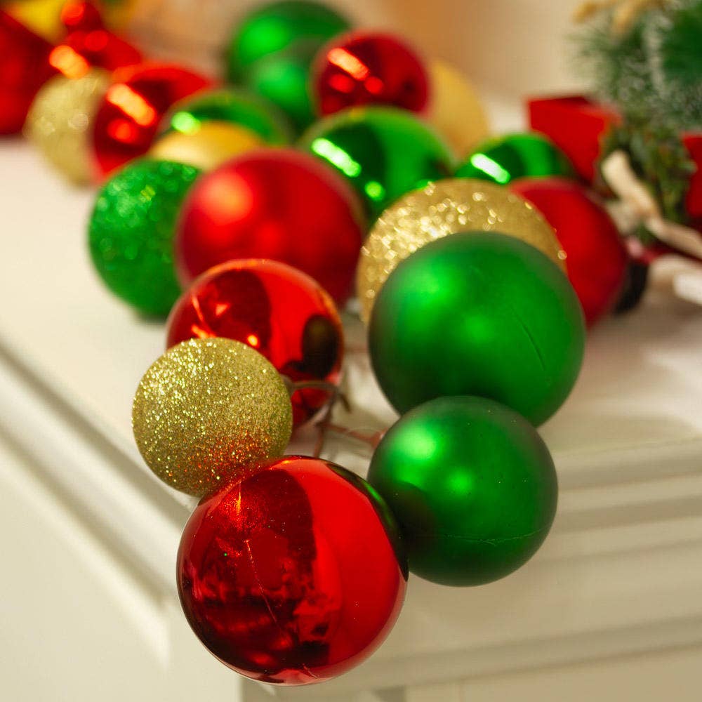 Factory Direct Craft - Vendita all'ingrosso Decorazione - Ghirlanda di palline rotonde natalizie scintillanti da 5'4