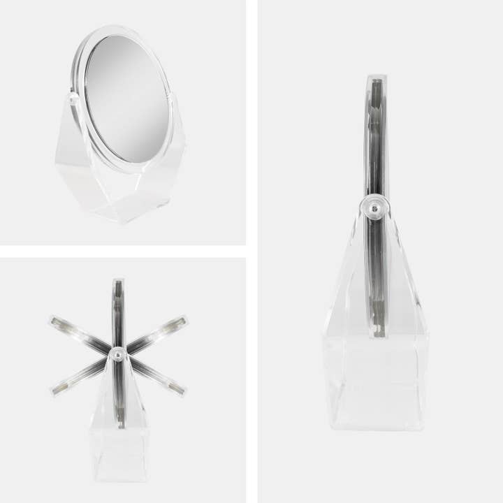 Clear Acrylic Makeup Mirror with Magnification & Swivel for wholesale on Faire
