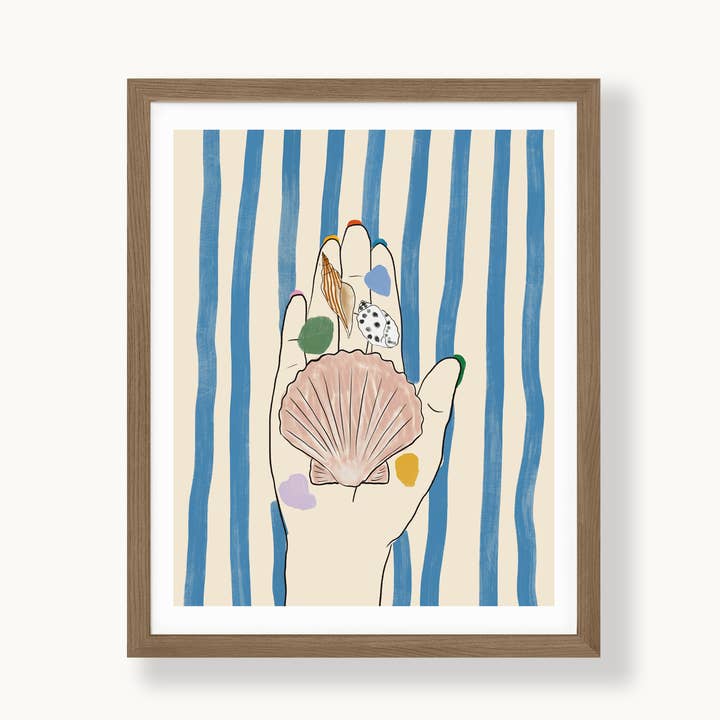 Seaglass & Seashells Fine Art Print for wholesale by Ania Greta Studio