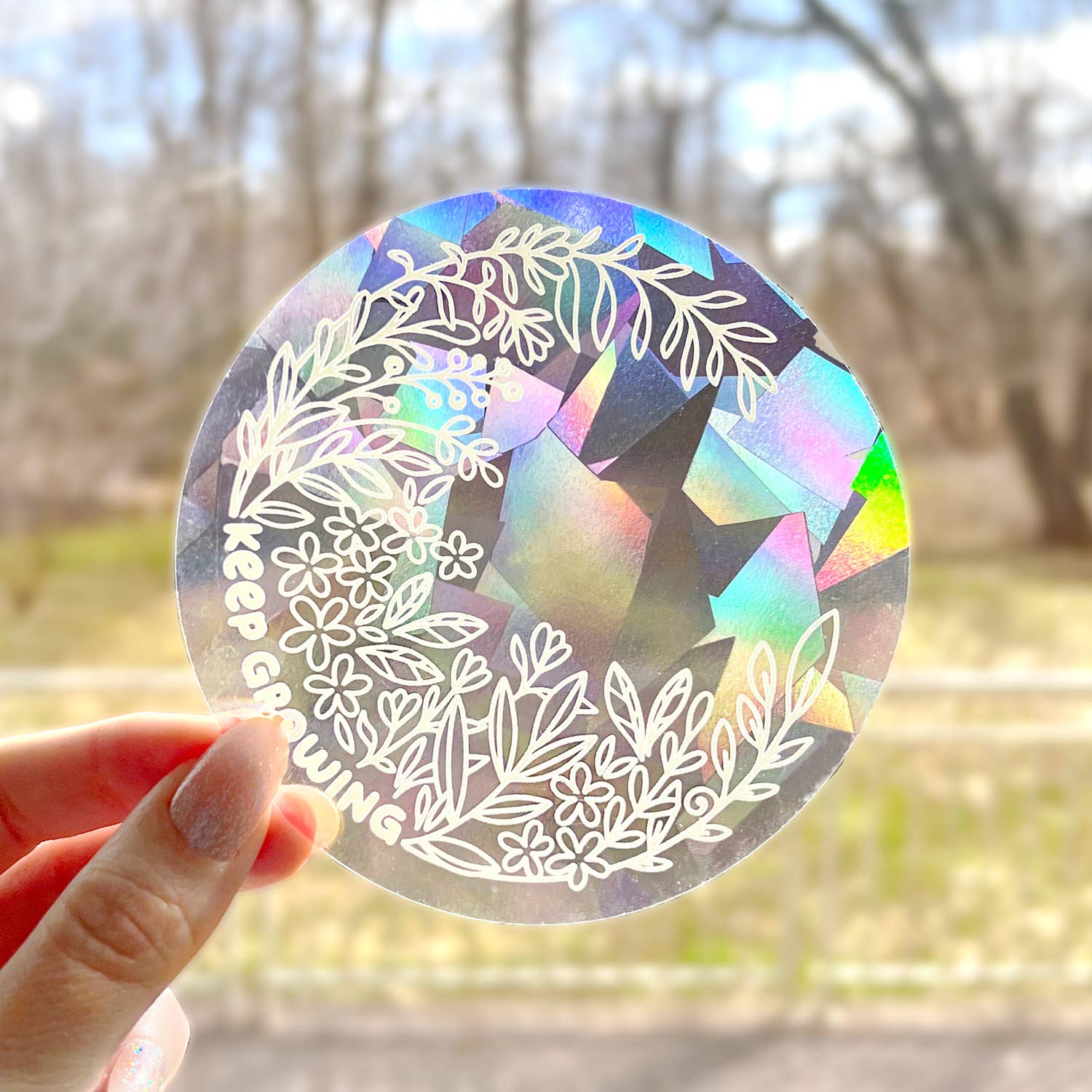 The Rosy Redhead - Wholesale Suncatcher - "Keep Growing" Suncatcher Window Decal Rainbow Sticker1