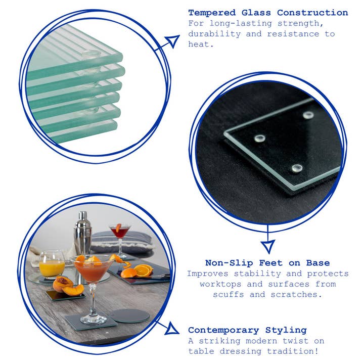 Rinkit Ltd – wholesale Coasters – Round Glass Coaster - 10cm - By Harbour Housewares4