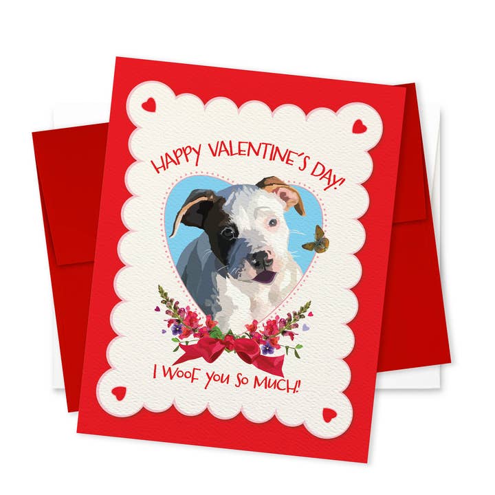 Kids Valentine Greeting Card with Dog - Valentine Cards for wholesale by The Red Barn Press