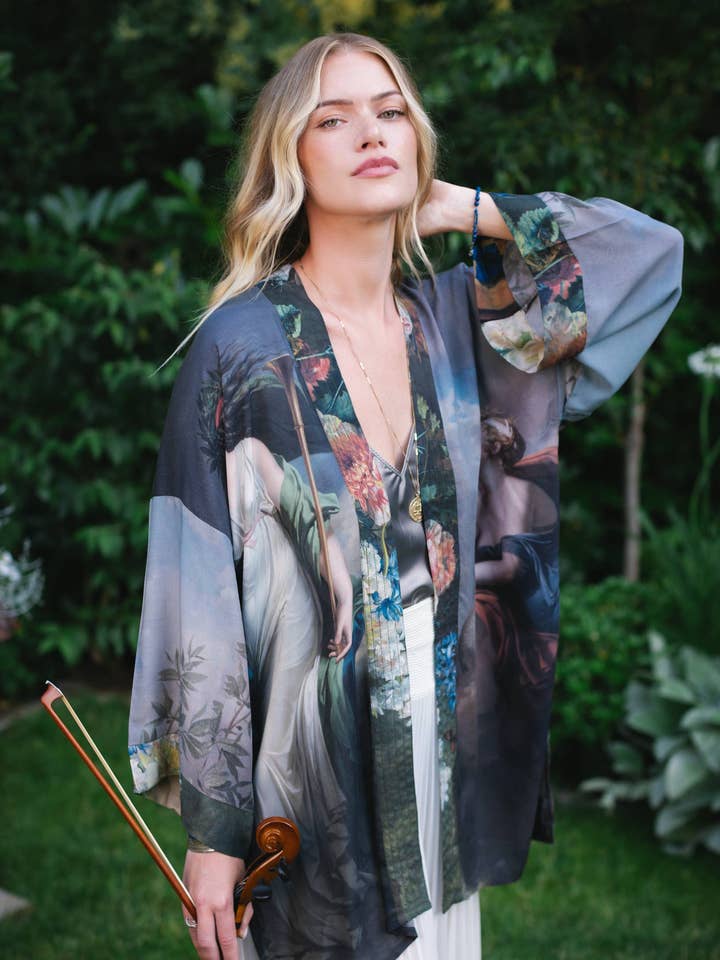 Reverie Matinée Duster Kimono w/ Muses, mid-length for wholesale by Market of Stars (Worldwide)