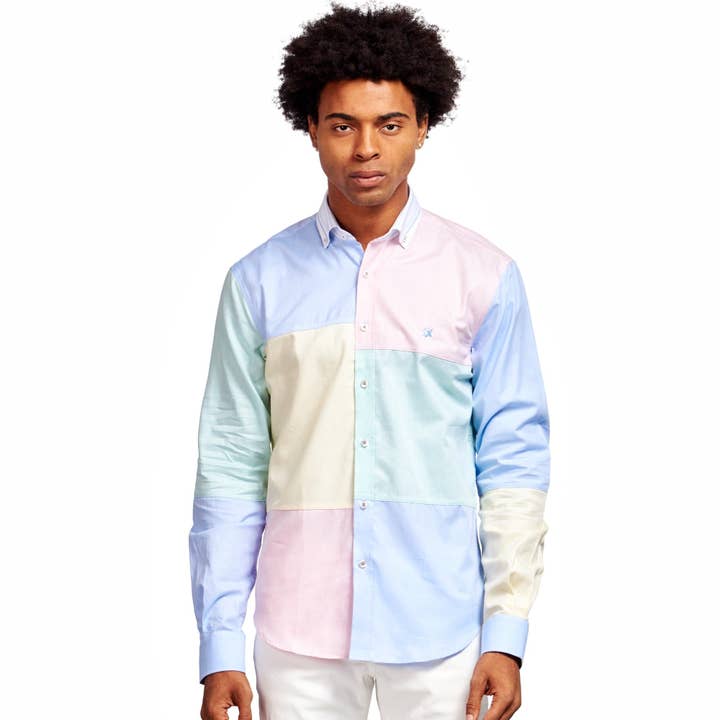MULTI Pastel Pallette Button Down Shirt for wholesale on Faire