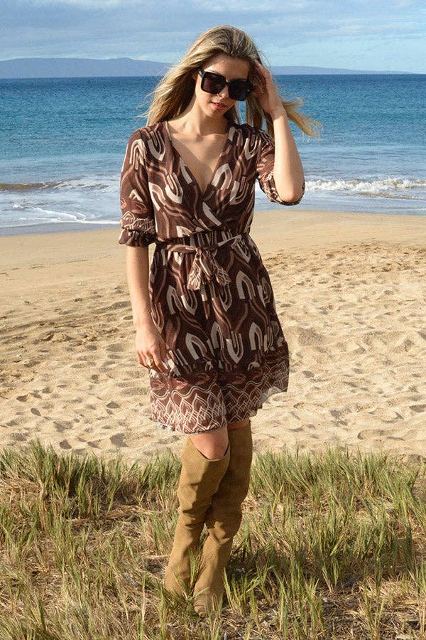 Ambiente - Wholesale Dress - Women's - V-NECK PRINT DRESS - D2023LA0241