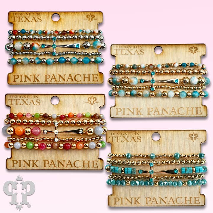 Pink Panache Brands - Wholesale Charm/Dangle Bracelet - Shiny finish cross bracelet with Austrian crystals