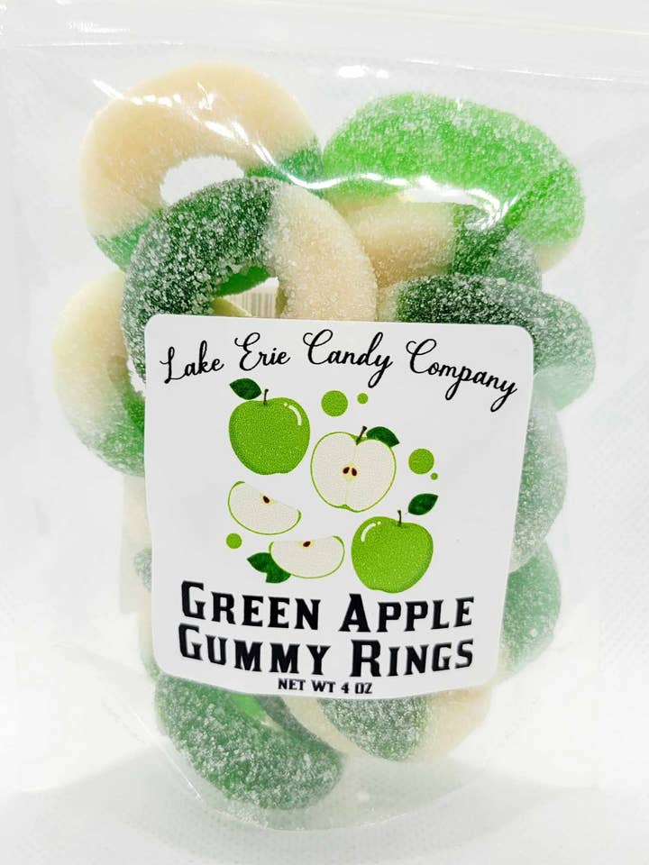 Green Apple Gummy Rings for wholesale by Lake Erie Candy Company