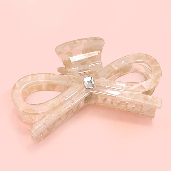 JOSSLYN by wall to wall - Wholesale Hair Clip - Women's - LARGE CUTE BOW RIBBON RHINESTONE HAIR CLAW CLIPS | 40H810