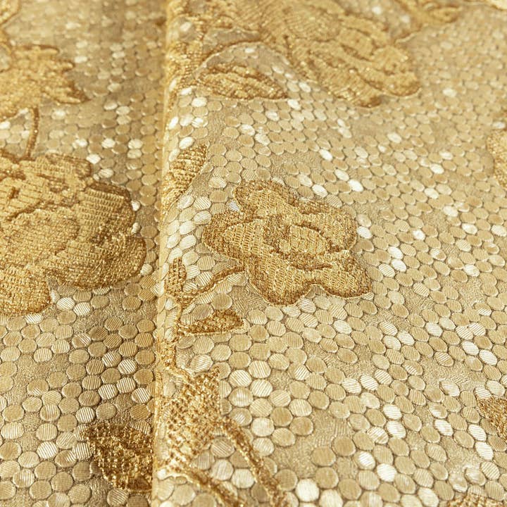Elegant Golden Pattern Flowered Embossed Wallpaper, Home Wall Decor, Aesthetic Wallpaper, Textured Wallcovering Non-Adhesive and Non-Peel for wholesale by Walloro Luxury Embossed Wallpaper